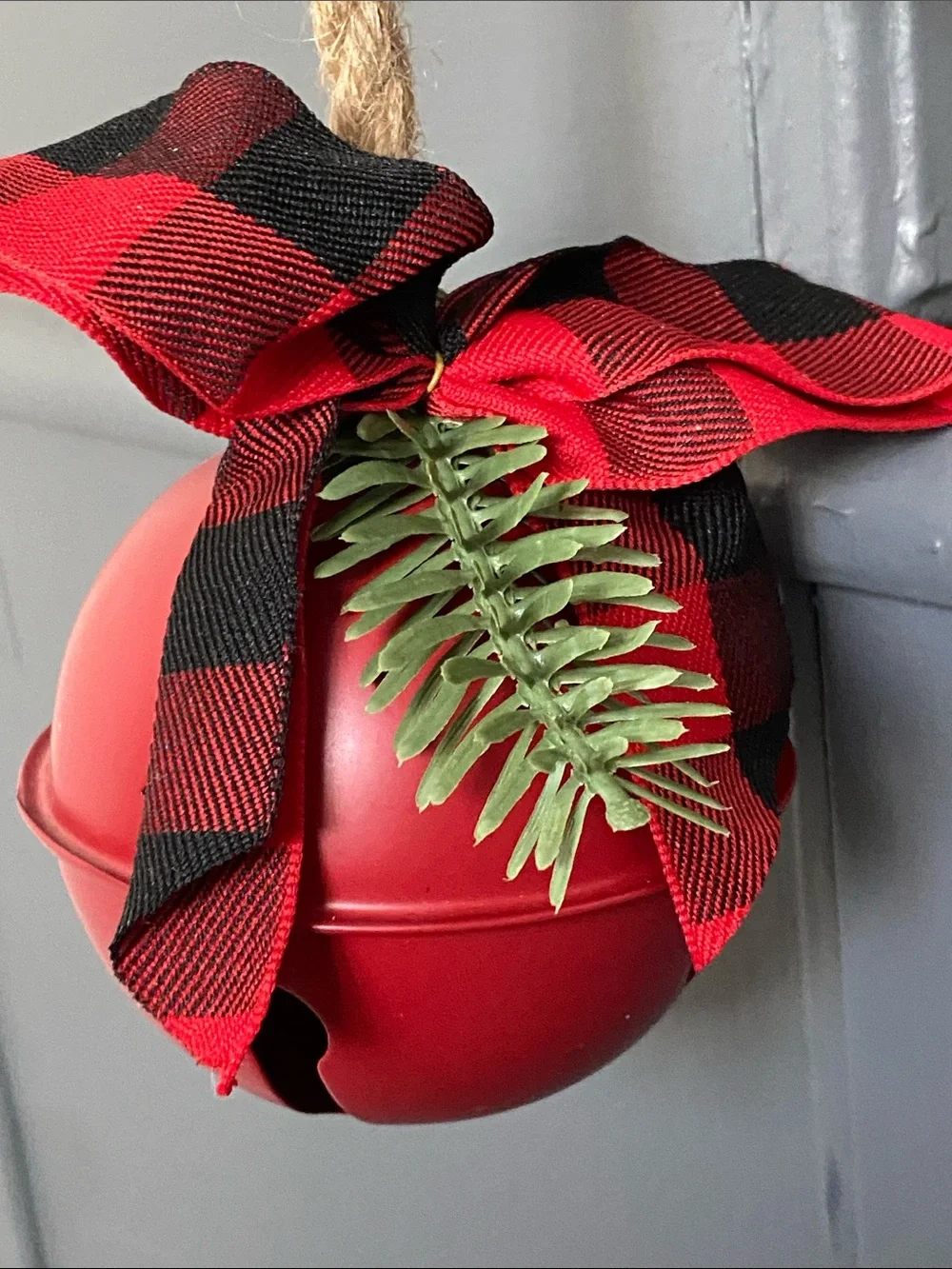 Martha Stewart Red Buffalo Plaid Jingle Bell Door Hanger, Garland Christmas NWT